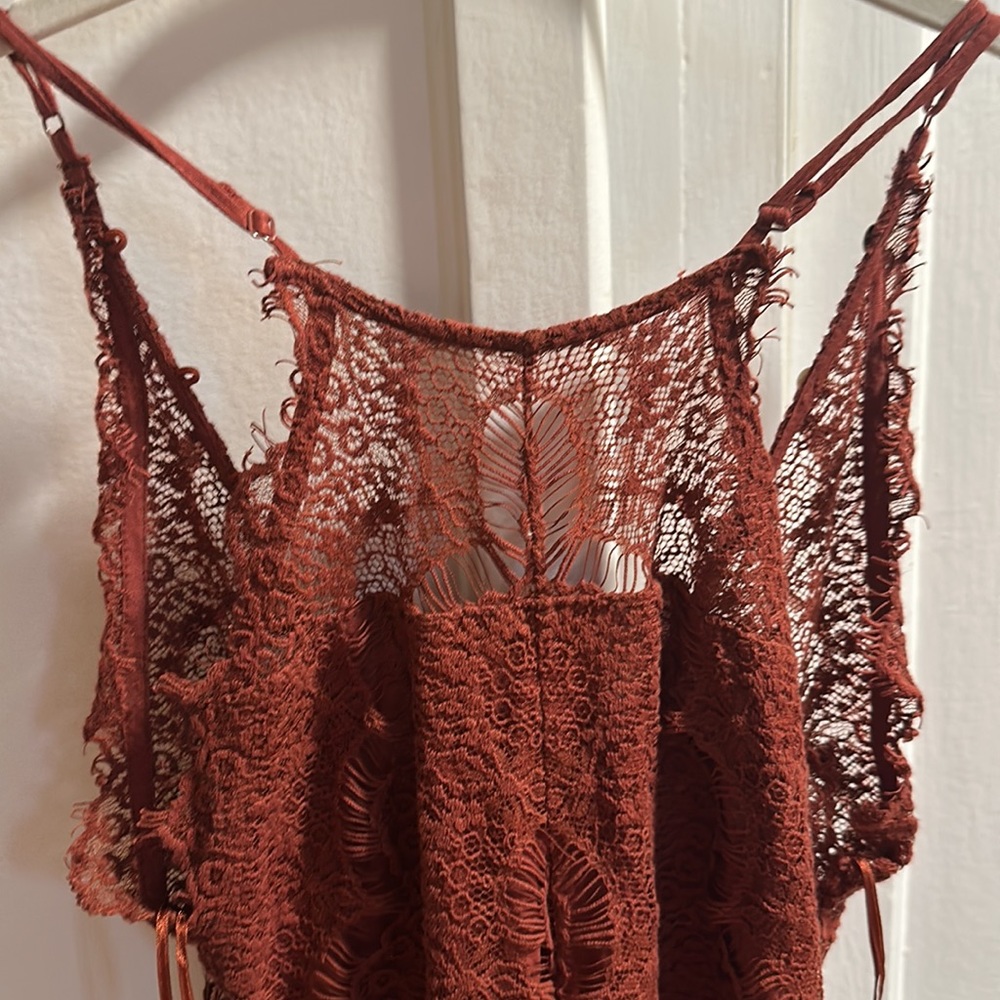 Free People Lace Dress in Rust